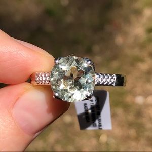 Mint green amethyst, platinum over sterling ring